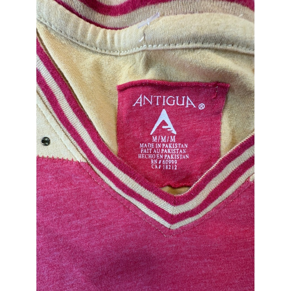 Antigua San Francisco 49ers Womens Red Gold V-Neck Rhinestone T-Shirt Medium - Picture 2 of 8